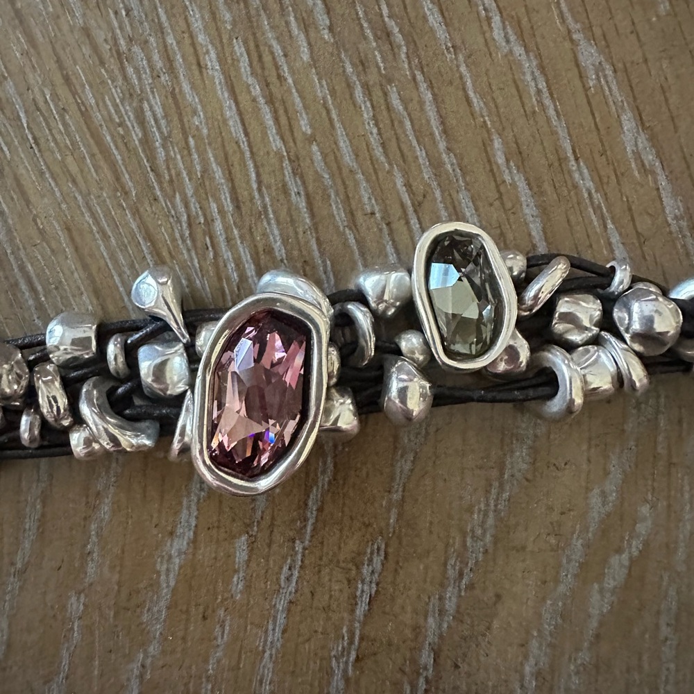 UNO DE 50 Pink, Green and Silver Beaded Bracelet